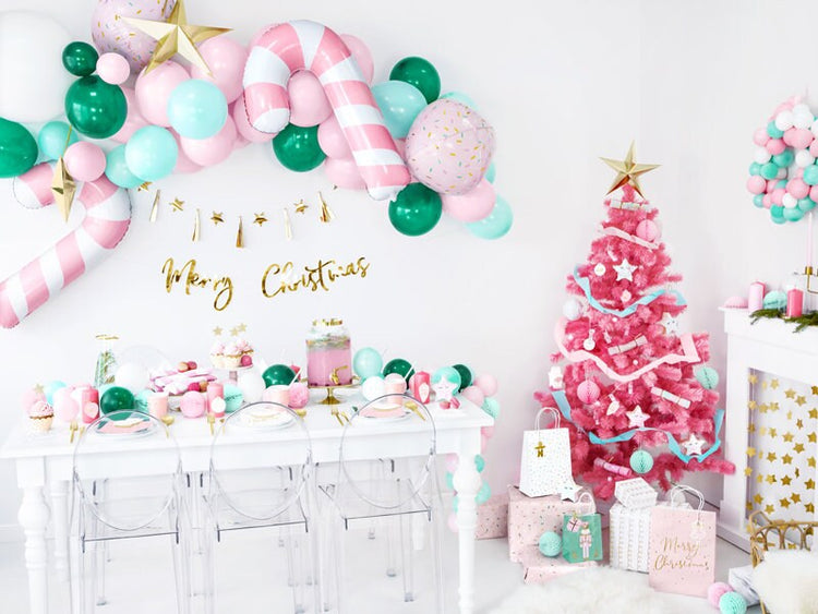 Giant Pink Candy Cane Balloon, Jumbo Glossy Pink and White Striped Candy Cane Foil Balloon, Adorable Christmas decor!