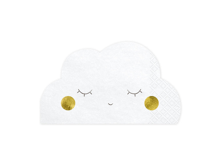 Cloud Shaped Napkins, Set of 20 Cloud Napkins with a Sleeping Smiley Face, Perfect Touch for a Baby Shower or Spring Birthday