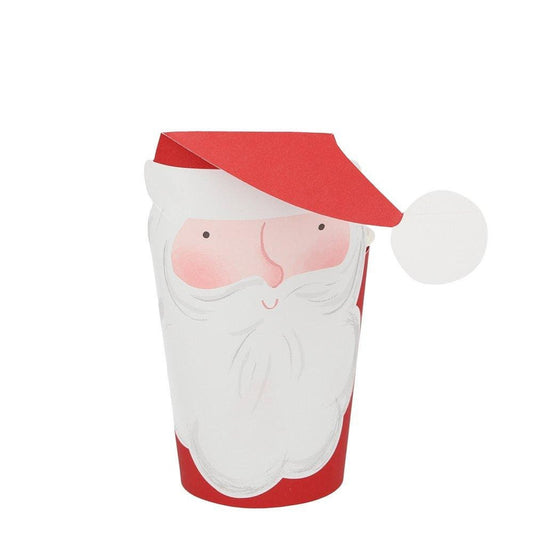 Jolly Santa Paper Cups, Set of 8 Meri Meri Hot or Cold Christmas Santa Paper Cups, Fun touch for your Christmas Festivities!