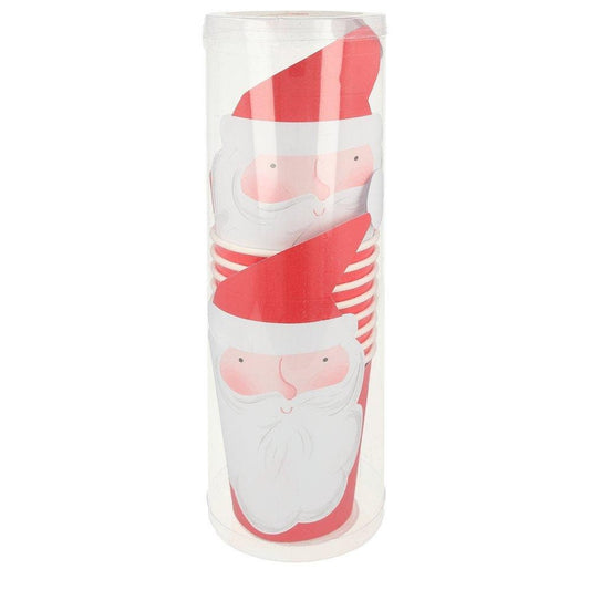 Jolly Santa Paper Cups, Set of 8 Meri Meri Hot or Cold Christmas Santa Paper Cups, Fun touch for your Christmas Festivities!