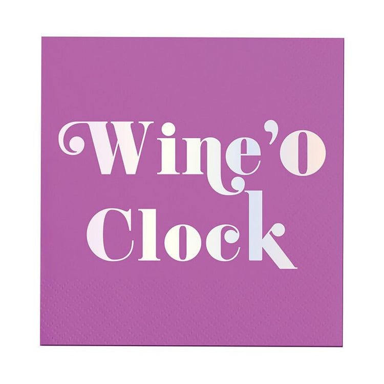 Wine O'Clock Cocktail Napkins, Set of 20 Purple and Paper Napkins from Slant Collections
