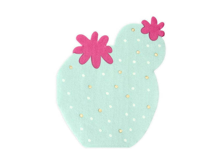 Cactus Paper Napkins, Set of 20 Die-Cut Cactus Napkins with Gold Foil Details, Perfect for a Cactus-Themed Party
