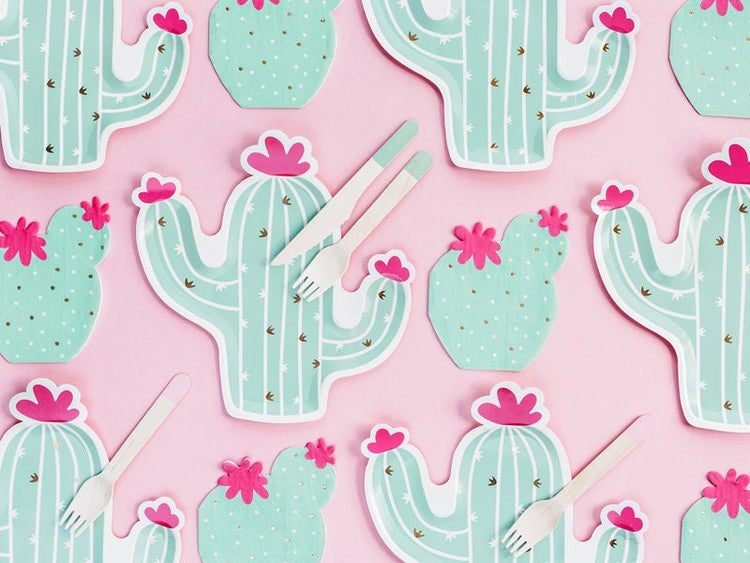 Cactus Paper Napkins, Set of 20 Die-Cut Cactus Napkins with Gold Foil Details, Perfect for a Cactus-Themed Party