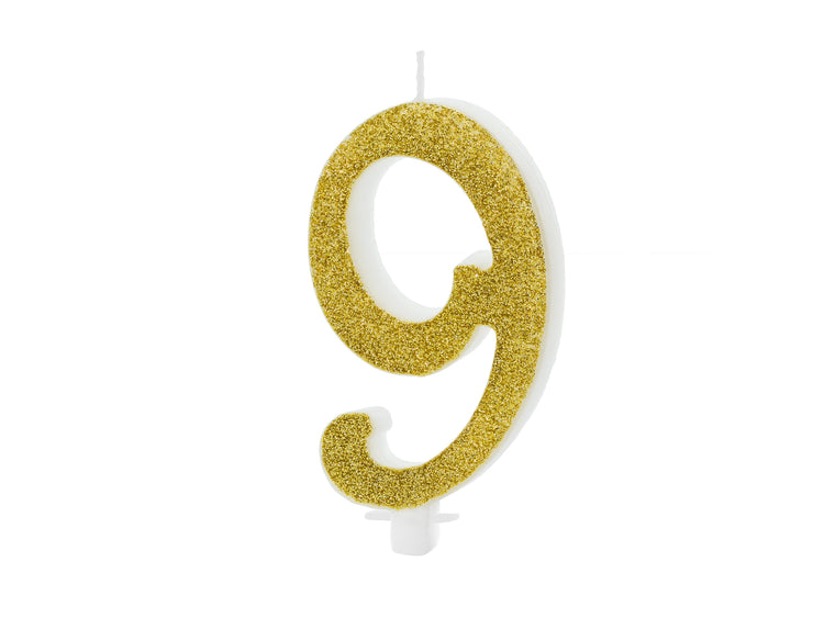 Gold Glitter Number Birthday Candle, Pick Your Number