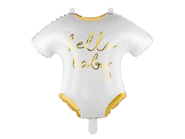 Hello Baby Balloon, 20" Onesie Baby Shower Mylar Balloon, Can Be Inflated With or Without Helium