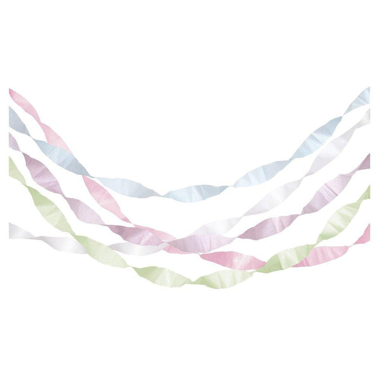 Pastel Crepe Paper Streamers, Set of 5 Rolls of Pretty Pastel Streamers by Meri Meri, Each Roll is 33"