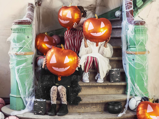 Giant Pumpkin Balloon, Large Orange Jack-O'-Lantern Foil Balloon, Fun Halloween decor!
