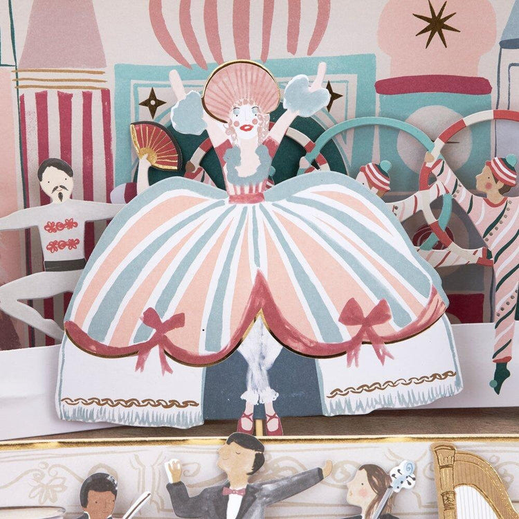 Nutcracker Theater Christmas Advent Calendar, Nutcracker-Themed Advent Box for Kids with Numbered Envelopes and Charm Bracelet