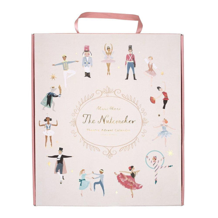Nutcracker Theater Christmas Advent Calendar, Nutcracker-Themed Advent Box for Kids with Numbered Envelopes and Charm Bracelet
