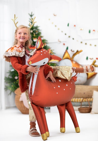 Large Deer Balloon, Giant Mylar Woodland Deer Balloon, Adorable Christmas party decor, 31.5 x 41.5"