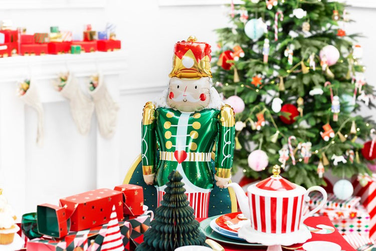 Giant Nutcracker Balloon, Jumbo Glossy Standing Nutcracker Foil Balloon, Adorable Nutcracker decor!