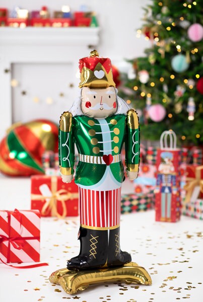Giant Nutcracker Balloon, Jumbo Glossy Standing Nutcracker Foil Balloon, Adorable Nutcracker decor!
