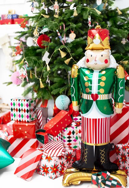 Giant Nutcracker Balloon, Jumbo Glossy Standing Nutcracker Foil Balloon, Adorable Nutcracker decor!