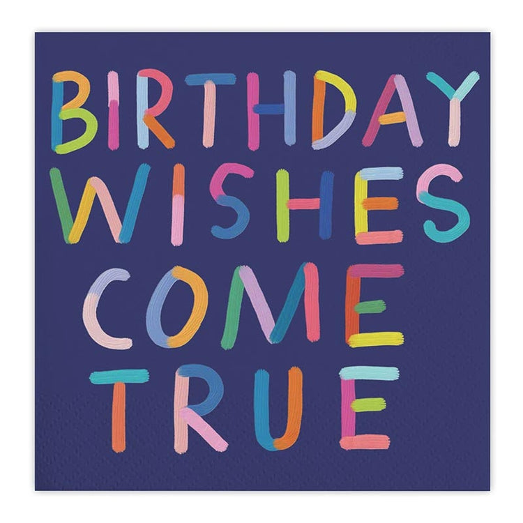 Birthday Wishes Come Through Cocktail Napkins, Set of 20 Birthday Paper Napkins with Colorful Text