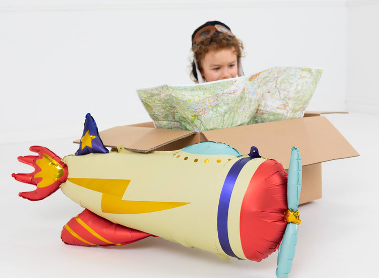 Large Airplane Balloon, Plane Mylar Balloon Can Be Inflated With or Without Helium, 36" Long