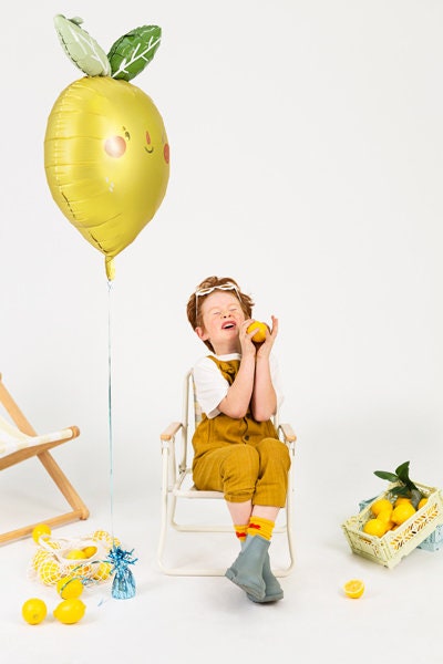 Lemon Balloon, Inflate with Helium or a Straw, 14.5" x 23.5", Cute decor for a lemonade stand!