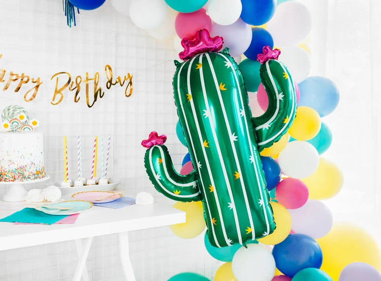 Large Cactus Mylar Balloon, 32" Cactus Foil Balloon That Can Be Inflated With or Without Helium - Cohasset Party Supply
