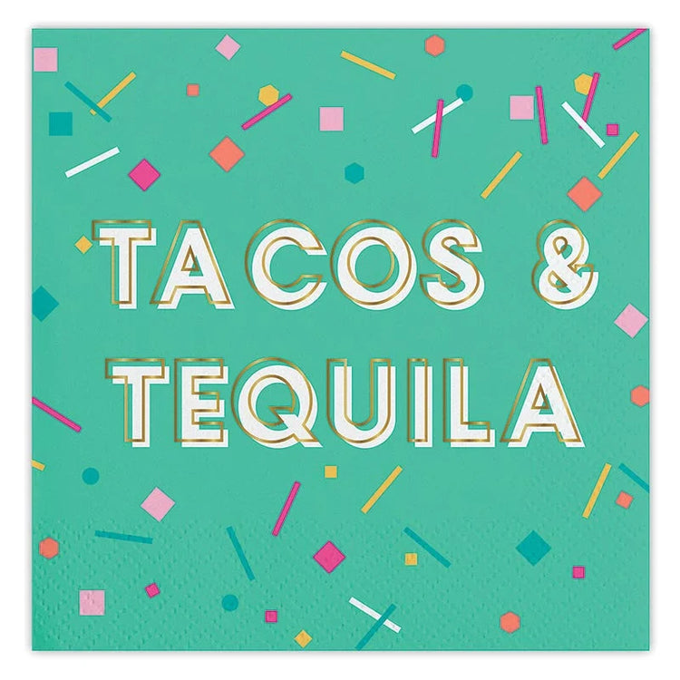 Tacos & Tequila Napkins, Set of 20 Mexican Themed Paper Napkins, Perfect For Your Next Taco Party! - Cohasset Party Supply