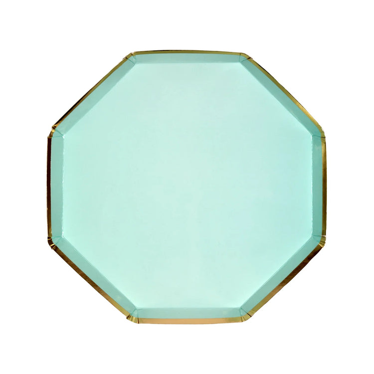 Mint Side Plates, Set of 8 Meri Meri Beautiful Basics Mint Paper Plates, 7.9" x 7.9" - Cohasset Party Supply