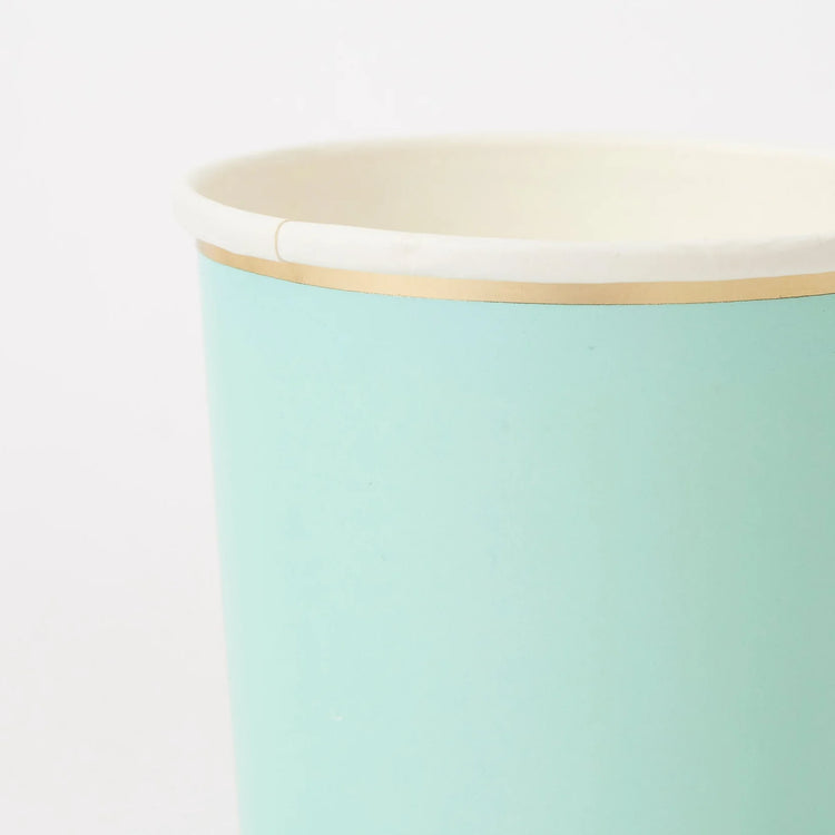Mint Tumbler Party Cups- Set of 8 Meri Meri Beautiful Basics Small Mint Paper Cups (9 Oz) - Great for a birthday party or shower! - Cohasset Party Supply