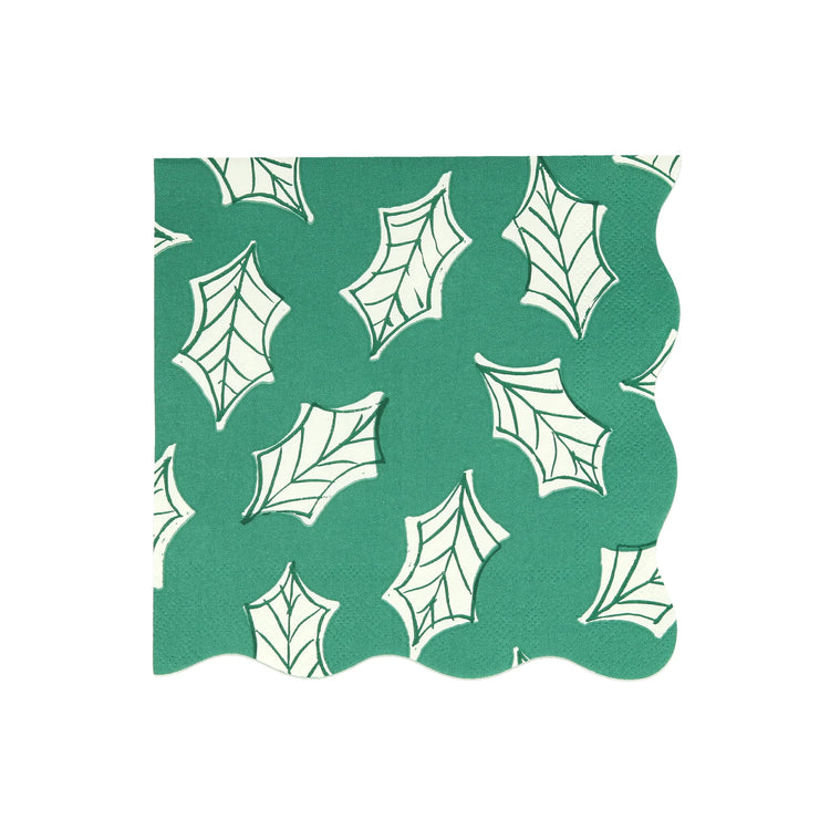 Block Print Christmas Large Paper Napkins, Set of 16 Meri Meri Christmas Dinner Napkins, 6.5" x 6.5"