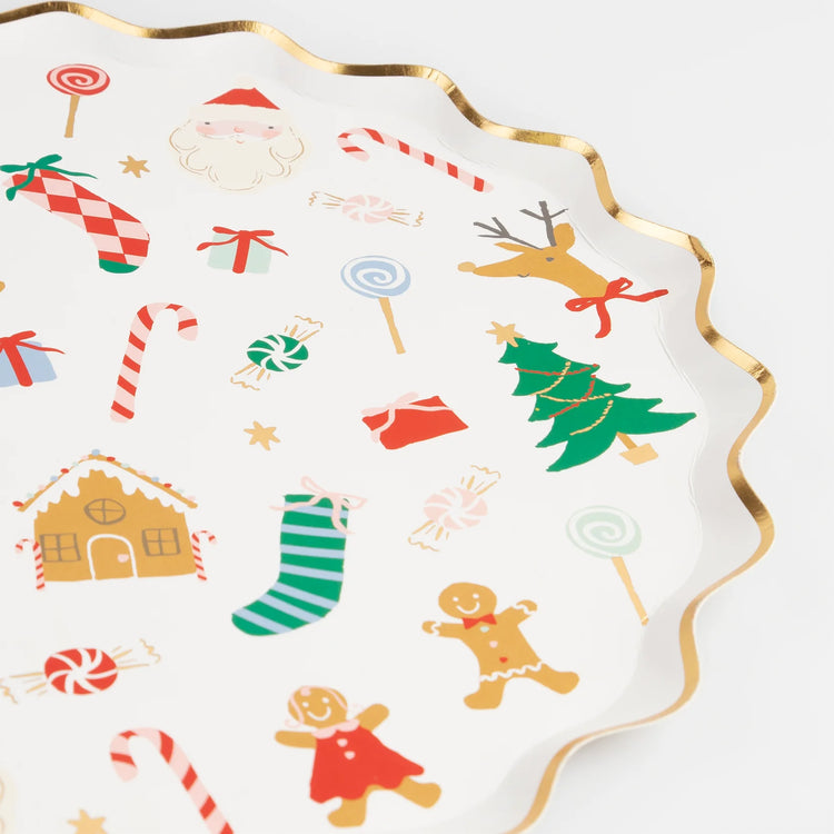 Jolly Christmas Large Paper Plates, Set of 8 Meri Meri Christmas Dinner Party Plates, 10.5" x 10.5"