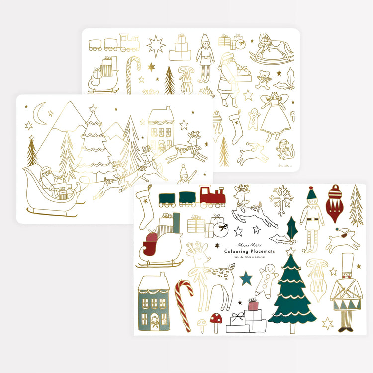 Christmas Coloring Placemats, Set of 8 Christmas Coloring Pages in 2 Designs by Meri Meri