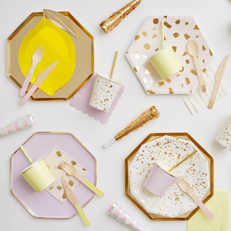 Lilac Small Party Cups- Set of 8 Meri Meri Beautiful Basics LavenderTumbler Paper Cups, Holds 9 Ounces - Cohasset Party Supply