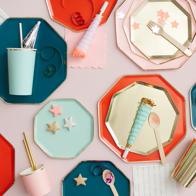 Pale Pink Small Party Cups, Set of 8 Meri Meri Beautiful Basics Dusty Pink Tumbler Paper Cups, Holds 9 Ounces - Cohasset Party Supply