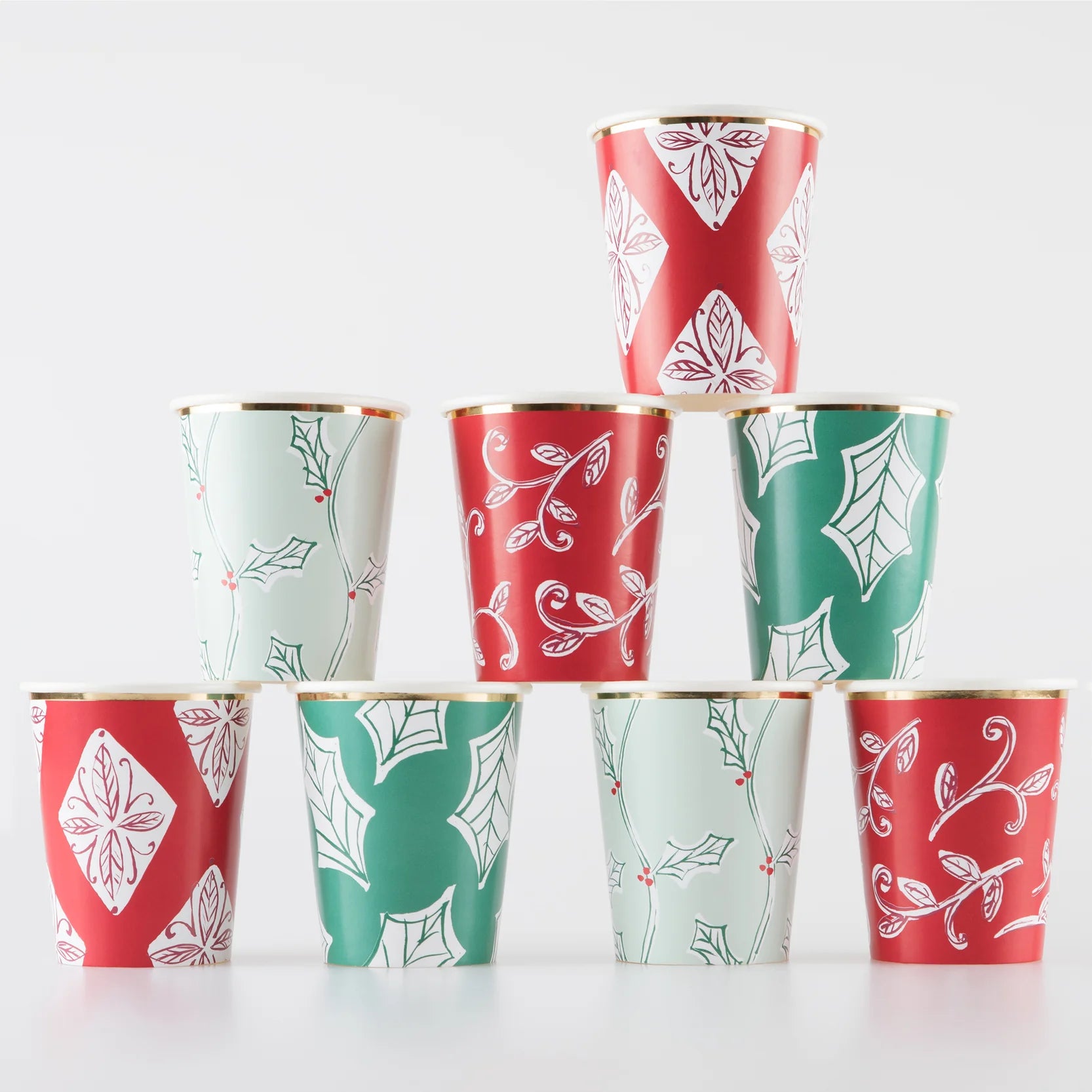 Meri Meri Santa and Reindeer Foiled Party Cups 45-2370, Set of 8