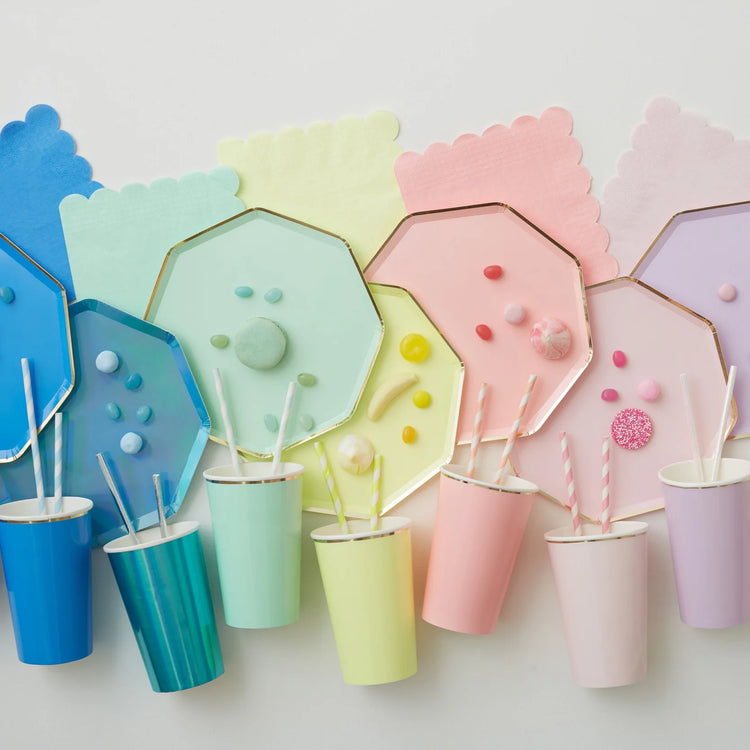 Pale Pink Highball Party Cups, Set of 8 Meri Meri Beautiful Basics Tall Pale Pink Paper Cups (14 Oz) - Cohasset Party Supply