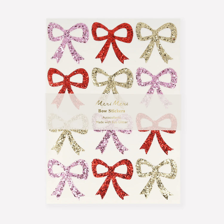 Glitter Bow Stickers, Set of 96 Meri Meri Christmas Bow Stickers, Great to Seal Christmas Cards or Wrap Up Christmas Gifts