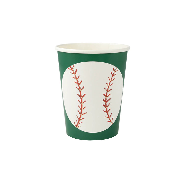Baseball Cups, Set of 8 Baseball Paper Cups by Meri Meri - Cohasset Party Supply