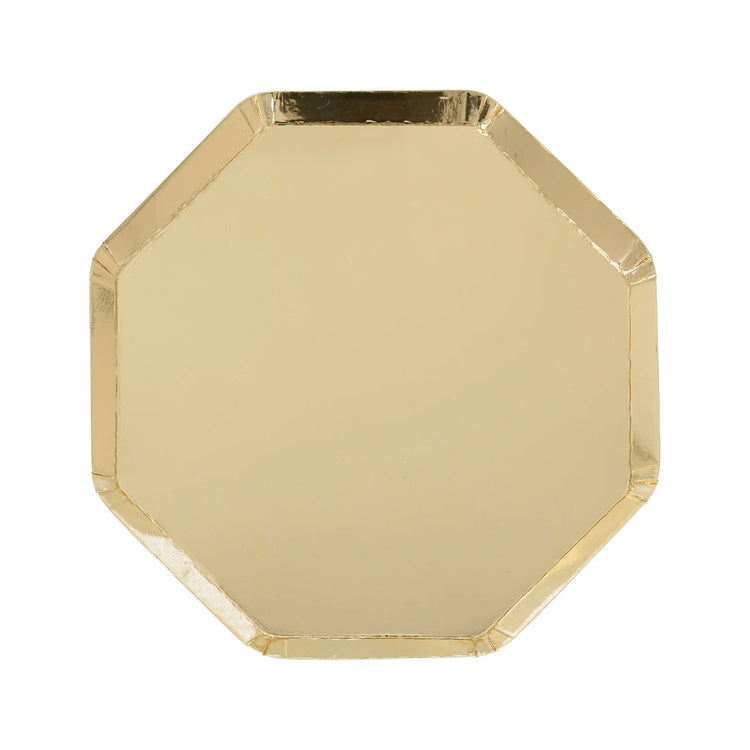 Gold Side Plates, Set of 8 Meri Meri Beautiful Basics Gold Paper Plates (7.9" x 7.9") - Cohasset Party Supply