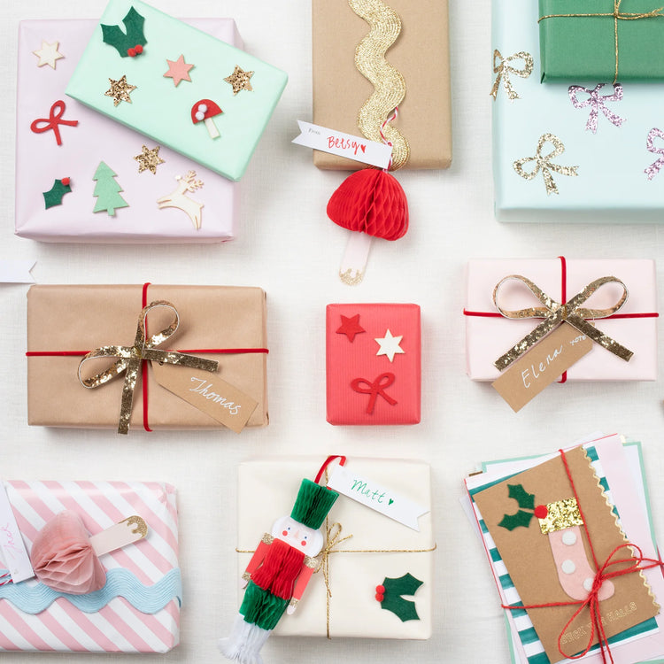 Glitter Bow Stickers, Set of 96 Meri Meri Christmas Bow Stickers, Great to Seal Christmas Cards or Wrap Up Christmas Gifts