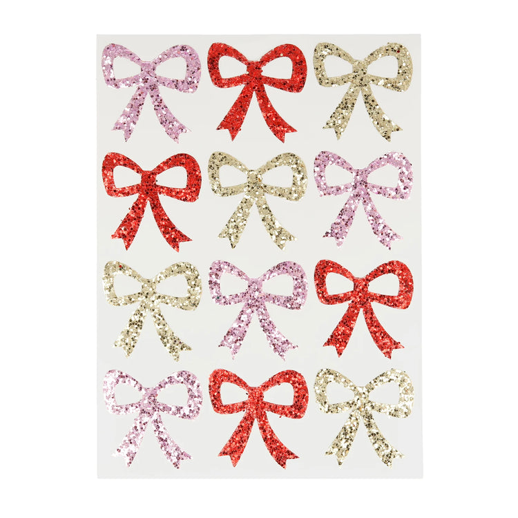 Glitter Bow Stickers, Set of 96 Meri Meri Christmas Bow Stickers, Great to Seal Christmas Cards or Wrap Up Christmas Gifts