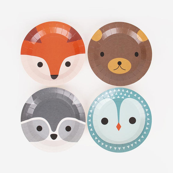 Forest Animal Plates, Set of 8 Woodland Themed Small Paper Plates, From My Little Day