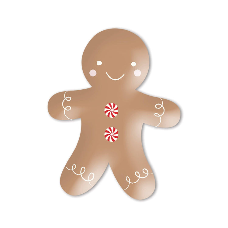 Gingerbread Man Plates, Set of 8 Christmas Gingerbread Man Shaped Paper Plate, 9.3 x 12 inches
