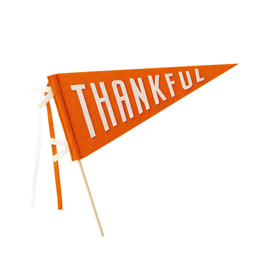 Thankful Felt Pennant Banner with Wood Dowel and 2 Ribbons, Perfect for your Thanksgiving Decor and Occasions Bin!
