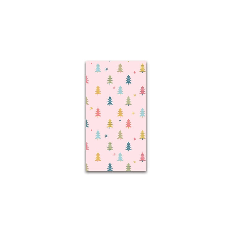 Pastel Holiday Trees Dinner Napkin, Set of 24 Christmas Dinner Napkins with Colorful Christmas Trees