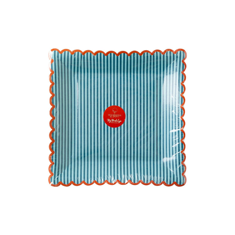 My Mind’s Eye - SSP946 - Occasions by Shakira - Red with Blue Stripe Plate - Cohasset Party Supply