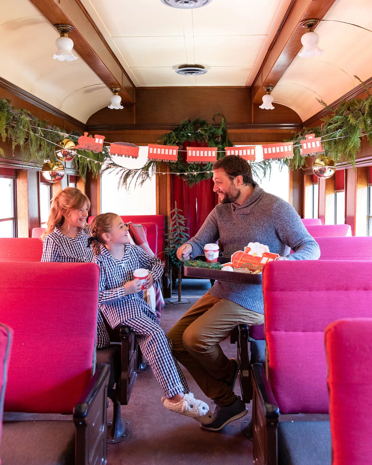 Polar Express Train Plates, Set of 8 Christmas Train Plates by My Mind's Eye with Gold Foil Details - Cohasset Party Supply