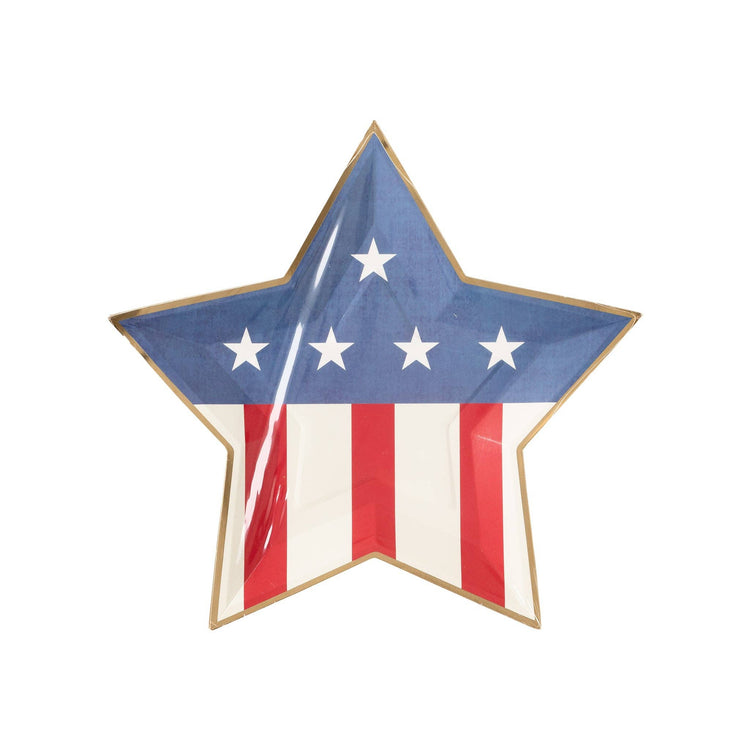My Mind’s Eye - PLTS366i-MME - Denim and Stripes Star Shaped Paper Plate - Cohasset Party Supply
