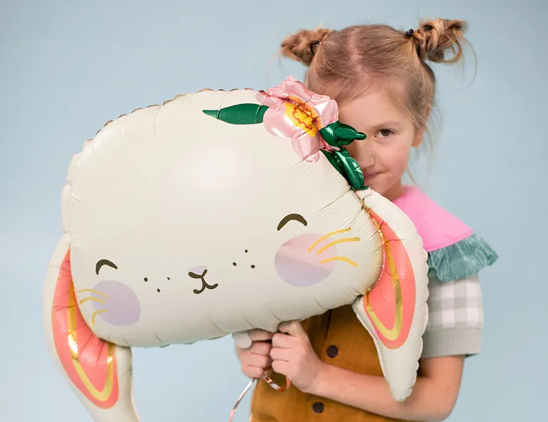 Large Easter Bunny Balloon, 20" Long, Inflate with Helium or Self-Inflate with a Straw - Cohasset Party Supply