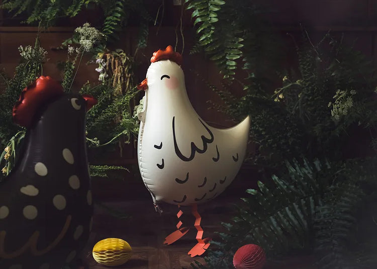 Large Standing Chicken Balloon, 17" Tall, Self-Inflate with a Straw, Cute Farm Party Decor! - Cohasset Party Supply