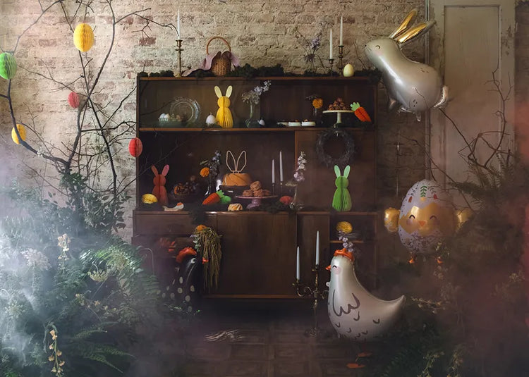 Large Standing Rooster Balloon, 17" Tall, Self-Inflate with a Straw, Cute Easter or Farm Animal Party Decor! - Cohasset Party Supply