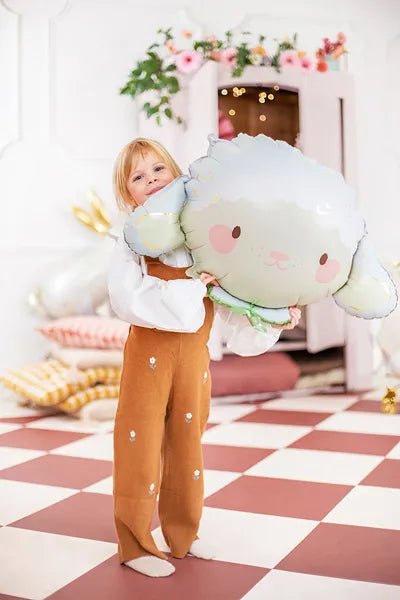 Large Easter Lamb Balloon, 34" Long, Inflate with Helium or Self-Inflate with a Straw - Cohasset Party Supply