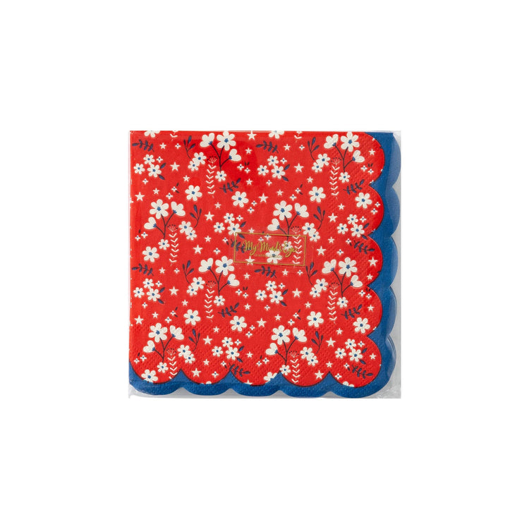 My Mind’s Eye - SSP934 - Americana Floral Cocktail Napkin - Cohasset Party Supply