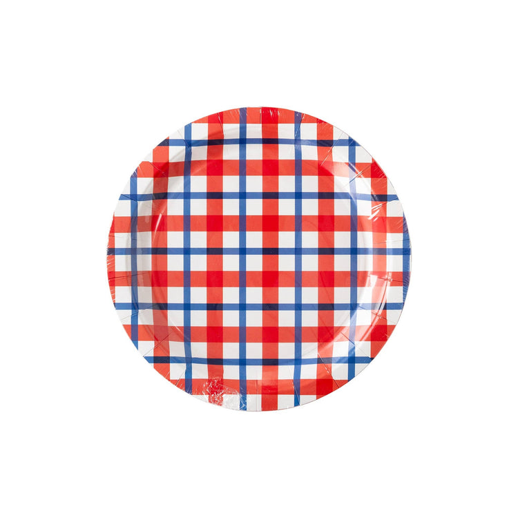 My Mind’s Eye - PLTS365C-MME - Americana Plaid Paper Plate - Cohasset Party Supply