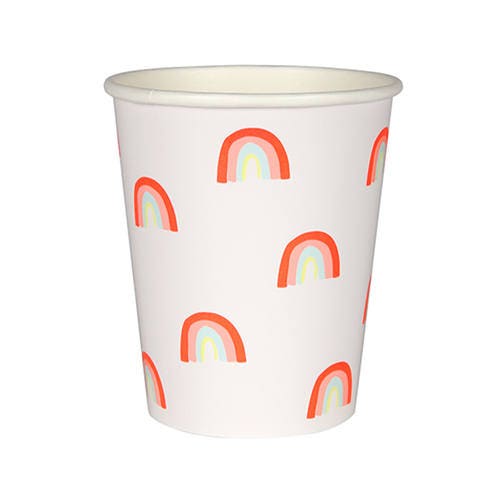Rainbow Pattern Party Cups, Set of 12 Meri Meri Colorful Rainbow Hot or Cold Party Cups - Cohasset Party Supply